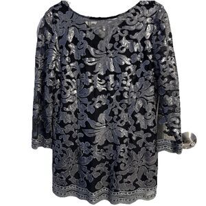 Marina Bresler Women's Size L Black Tunic Sheer Party Cocktail